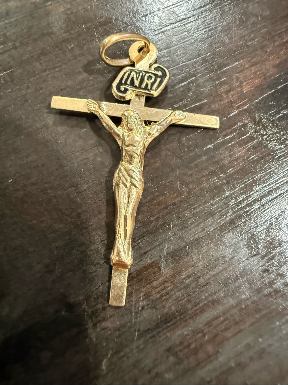 10K Gold Crucifix Cross Pendant INRI Jesus Christ Pendant
